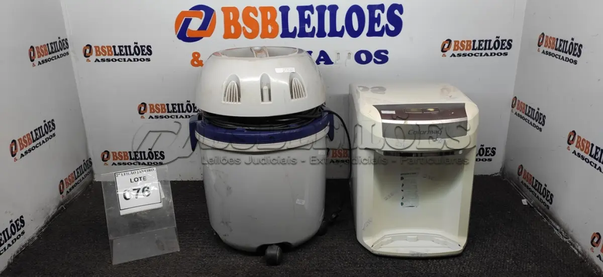 LOTE 076 - 01 PURIFICADOR DE ÁGUA E 01 ASPIRADOR DE PÓ (INCOMPLETO). (NO ESTADO) ATENÇÃO! FAZER A VISITAÇÃO ANTES DE ARREMATAR, NÃO SABEMOS SE FUNCIONA. LEILÃO NÃO TEM GARANTIA E NEM DEVOLUÇÃO, SUJEITO A POSSÍVEIS AVARIAS VISÍVEIS/OCULTAS E/OU AUSÊNCIA DE COMPONENTES.
