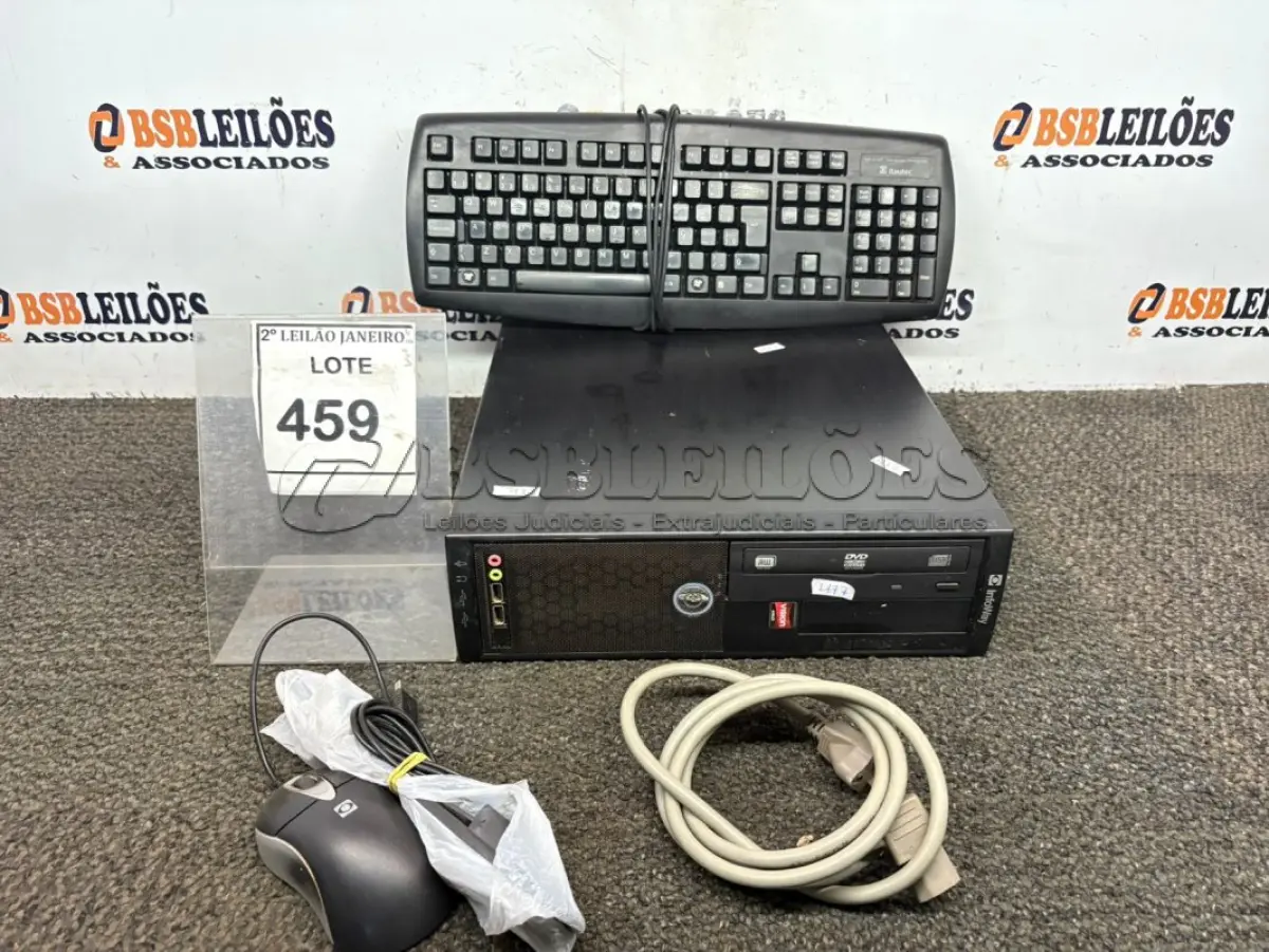 LOTE 459 - 01 CPU INFORWAY 4GB HD 500, 01 MOUSE, 01 TECLADO , 01 BASE DE CPU, 01 CABO DE FORÇA. (NO ESTADO) ATENÇÃO! FAZER A VISITAÇÃO ANTES DE ARREMATAR, NÃO SABEMOS SE FUNCIONA. LEILÃO NÃO TEM GARANTIA E NEM DEVOLUÇÃO, SUJEITO A POSSÍVEIS AVARIAS VISÍVEIS/OCULTAS E/OU AUSÊNCIA DE COMPONENTES.