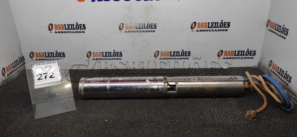 LOTE 272 - 01 BOMBA HIDRÁULICA SUBMERSA TSM-1012 TRIFASICA 380V 1CV MARCA THEBE. (NO ESTADO) ATENÇÃO! FAZER A VISITAÇÃO ANTES DE ARREMATAR, NÃO SABEMOS SE FUNCIONA. LEILÃO NÃO TEM GARANTIA E NEM DEVOLUÇÃO, SUJEITO A POSSÍVEIS AVARIAS VISÍVEIS/OCULTAS E/OU AUSÊNCIA DE COMPONENTES.
