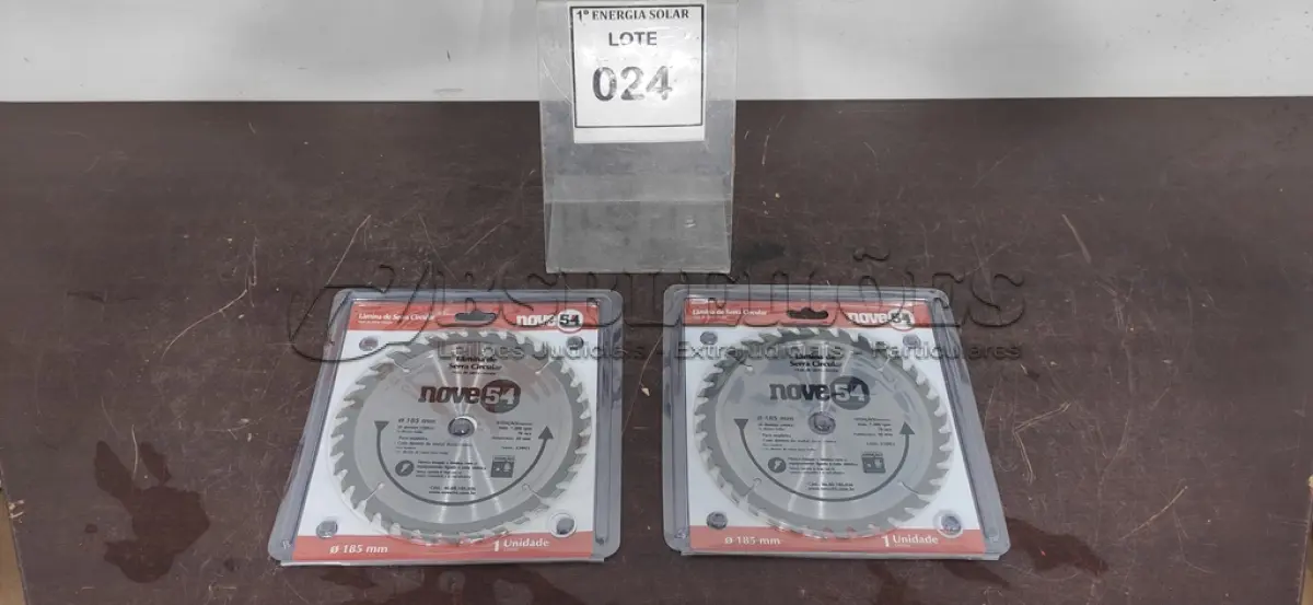 LOTE 024 - 02 DISCOS DE SERRA CIRCULAR PARA MADEIRA MARCA NOVE54. (NO ESTADO) ATENÇÃO! FAZER A VISITAÇÃO ANTES DE ARREMATAR, NÃO SABEMOS SE FUNCIONA, LEILÃO NÃO TEM GARANTIA E NEM DEVOLUÇÃO, SUJEITO A POSSÍVEIS AVARIAS VISÍVEIS/OCULTAS E/OU AUSÊNCIA DE COMPONENTES.