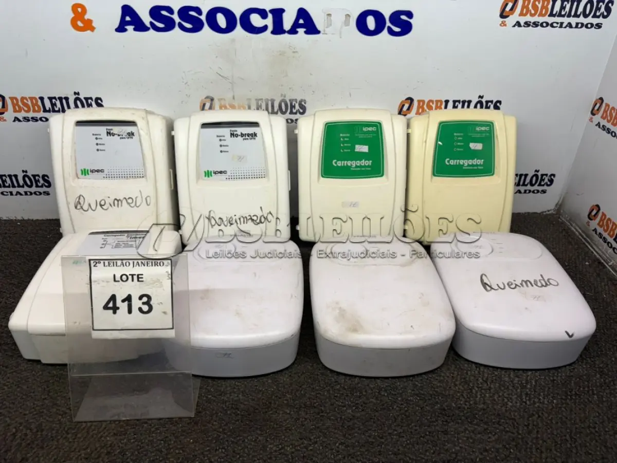 LOTE 413 - 03 CENTRAIS ELÉTRICAS E 05 CARREGADORES ELETRÔNICOS MARCAS E MODELOS DIVERSOS. (NO ESTADO) ATENÇÃO! FAZER A VISITAÇÃO ANTES DE ARREMATAR, NÃO SABEMOS SE FUNCIONA. LEILÃO NÃO TEM GARANTIA E NEM DEVOLUÇÃO, SUJEITO A POSSÍVEIS AVARIAS VISÍVEIS/OCULTAS E/OU AUSÊNCIA DE COMPONENTES.