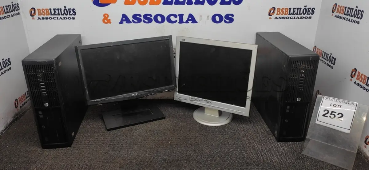 LOTE 252 - 02 CPUS DDR3 MARCA HP E 02 MONITORES MARCAS ACER E PHILIPS. (NO ESTADO) ATENÇÃO! FAZER A VISITAÇÃO ANTES DE ARREMATAR, NÃO SABEMOS SE FUNCIONA, LEILÃO NÃO TEM GARANTIA E NEM DEVOLUÇÃO, SUJEITO A POSSÍVEIS AVARIAS VISÍVEIS/OCULTAS E/OU AUSÊNCIA DE COMPONENTES.