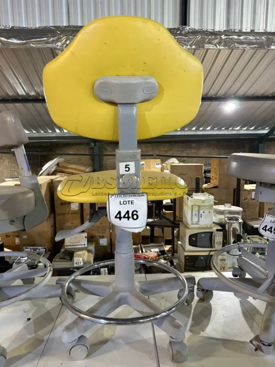 LOTE 446 - 01 CADEIRA MOCHO GIRATÓRIA. (NO ESTADO) ATENÇÃO! FAZER A VISITAÇÃO ANTES DE ARREMATAR, NÃO SABEMOS SE FUNCIONA, LEILÃO NÃO TEM GARANTIA E NEM DEVOLUÇÃO, SUJEITO A POSSÍVEIS AVARIAS VISÍVEIS/OCULTAS E/OU AUSÊNCIA DE COMPONENTES.