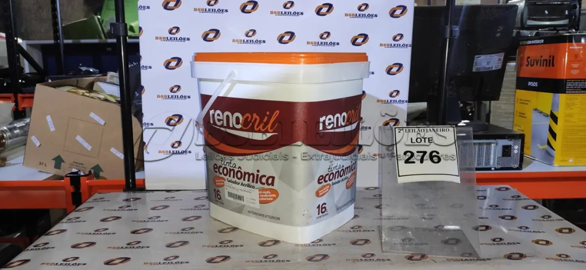 LOTE 276 - 01 BALDE DE SELADOR ACRÍLICO 16L NA COR BRANCO NEVE SEMI BRILHO ACETINADO VALIDADE 11/27 MARCA RENOCRIL. (NO ESTADO) ATENÇÃO! FAZER A VISITAÇÃO ANTES DE ARREMATAR, NÃO SABEMOS SE FUNCIONA. LEILÃO NÃO TEM GARANTIA E NEM DEVOLUÇÃO, SUJEITO A POSSÍVEIS AVARIAS VISÍVEIS/OCULTAS E/OU AUSÊNCIA DE COMPONENTES.