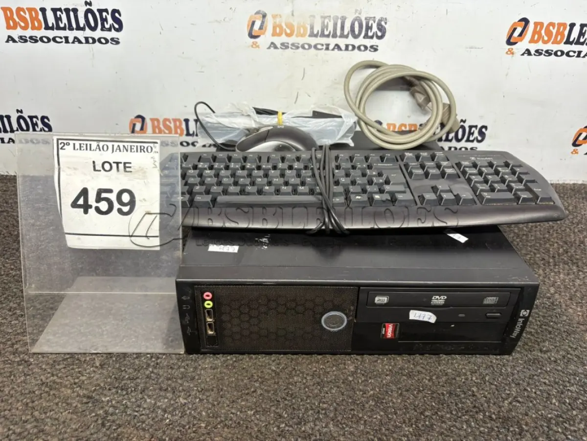 LOTE 459 - 01 CPU INFORWAY 4GB HD 500, 01 MOUSE, 01 TECLADO , 01 BASE DE CPU, 01 CABO DE FORÇA. (NO ESTADO) ATENÇÃO! FAZER A VISITAÇÃO ANTES DE ARREMATAR, NÃO SABEMOS SE FUNCIONA. LEILÃO NÃO TEM GARANTIA E NEM DEVOLUÇÃO, SUJEITO A POSSÍVEIS AVARIAS VISÍVEIS/OCULTAS E/OU AUSÊNCIA DE COMPONENTES.