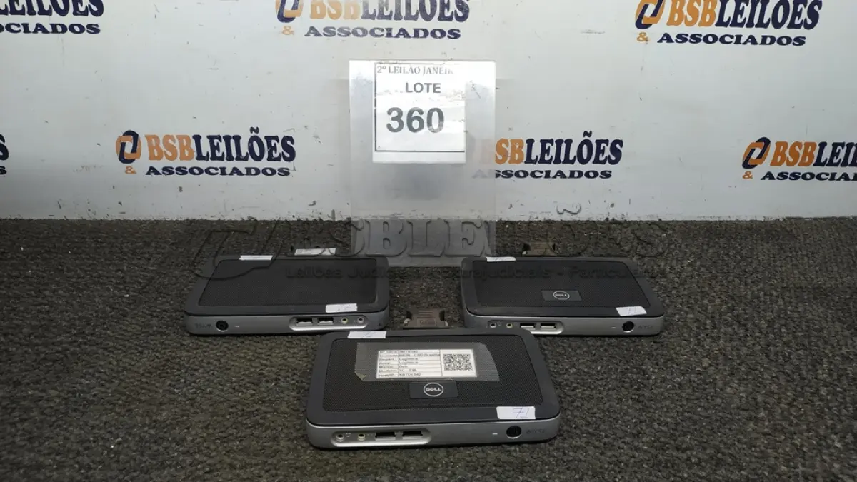 LOTE 360 - 03 TERMINAIS THIN CLIENTE WYSE MARCA DELL. (NO ESTADO) ATENÇÃO! FAZER A VISITAÇÃO ANTES DE ARREMATAR, NÃO SABEMOS SE FUNCIONA. LEILÃO NÃO TEM GARANTIA E NEM DEVOLUÇÃO, SUJEITO A POSSÍVEIS AVARIAS VISÍVEIS/OCULTAS E/OU AUSÊNCIA DE COMPONENTES.