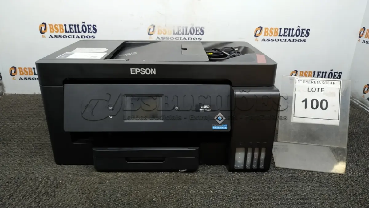 LOTE 100 - 01 IMPRESSORA EPSON MODELO L14150 WIFI. (NO ESTADO) ATENÇÃO! FAZER A VISITAÇÃO ANTES DE ARREMATAR, NÃO SABEMOS SE FUNCIONA, LEILÃO NÃO TEM GARANTIA E NEM DEVOLUÇÃO, SUJEITO A POSSÍVEIS AVARIAS VISÍVEIS/OCULTAS E/OU AUSÊNCIA DE COMPONENTES.