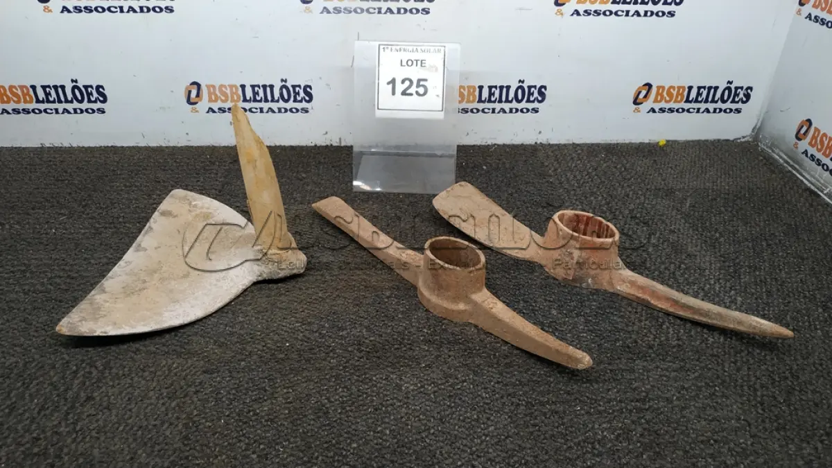 LOTE 125 - 02 PICARETAS E 01 ENXADA SEM CABO. (NO ESTADO) ATENÇÃO! FAZER A VISITAÇÃO ANTES DE ARREMATAR, NÃO SABEMOS SE FUNCIONA, LEILÃO NÃO TEM GARANTIA E NEM DEVOLUÇÃO, SUJEITO A POSSÍVEIS AVARIAS VISÍVEIS/OCULTAS E/OU AUSÊNCIA DE COMPONENTES.