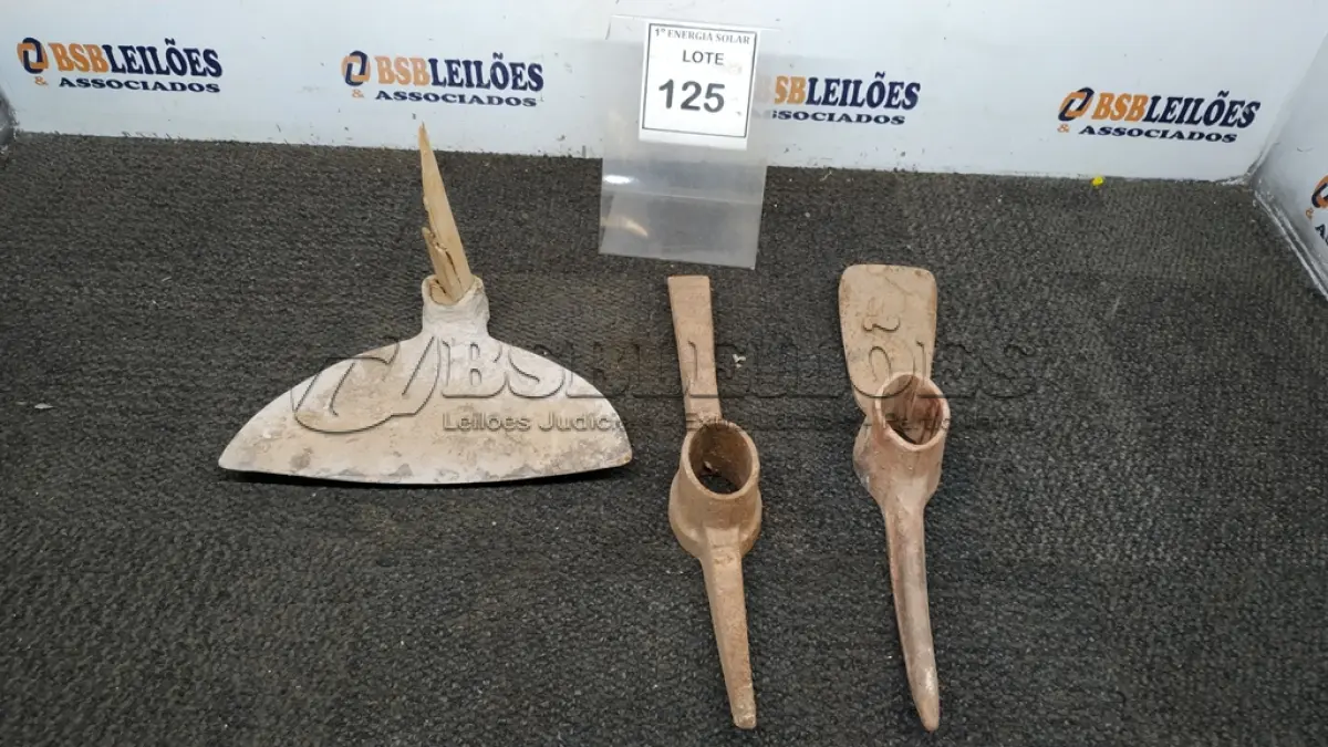 LOTE 125 - 02 PICARETAS E 01 ENXADA SEM CABO. (NO ESTADO) ATENÇÃO! FAZER A VISITAÇÃO ANTES DE ARREMATAR, NÃO SABEMOS SE FUNCIONA, LEILÃO NÃO TEM GARANTIA E NEM DEVOLUÇÃO, SUJEITO A POSSÍVEIS AVARIAS VISÍVEIS/OCULTAS E/OU AUSÊNCIA DE COMPONENTES.