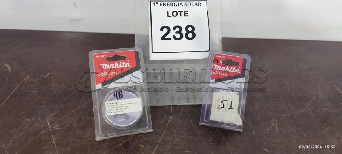 LOTE 238 - 01 SERRA COPO 35MM E 01 SERRA COPO 50MM. (NO ESTADO) ATENÇÃO! FAZER A VISITAÇÃO ANTES DE ARREMATAR, NÃO SABEMOS SE FUNCIONA, LEILÃO NÃO TEM GARANTIA E NEM DEVOLUÇÃO, SUJEITO A POSSÍVEIS AVARIAS VISÍVEIS/OCULTAS E/OU AUSÊNCIA DE COMPONENTES.