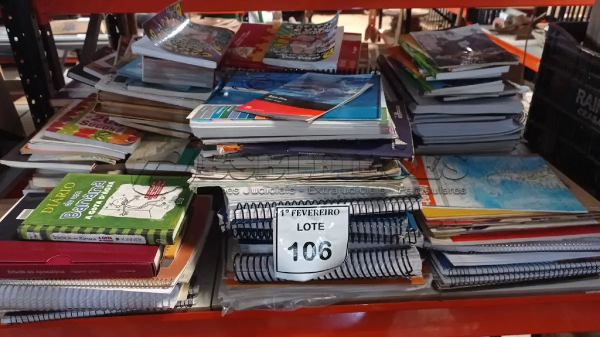 LOTE 106 - 01 LOTE COM GRANDES QUANTIDADES DE LIVROS DIDÁTICOS, APOSTILAS, REVISTAS E LITERATURA DIVERSAS. (NO ESTADO) ATENÇÃO! FAZER A VISITAÇÃO ANTES DE ARREMATAR, NÃO SABEMOS SE FUNCIONA, LEILÃO NÃO TEM GARANTIA E NEM DEVOLUÇÃO, SUJEITO A POSSÍVEIS AVARIAS VISÍVEIS/OCULTAS E/OU AUSÊNCIA DE COMPONENTES.