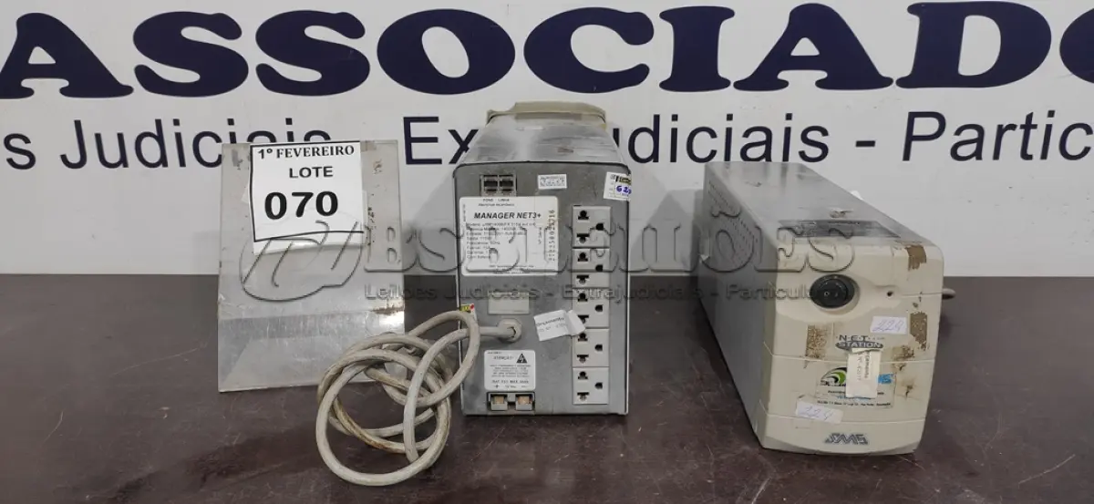 LOTE 070 - 01 NOBREAK DE 1.400VA E 01 NOBREAK DE 1.200VA. (NO ESTADO) ATENÇÃO! FAZER A VISITAÇÃO ANTES DE ARREMATAR, NÃO SABEMOS SE FUNCIONA, LEILÃO NÃO TEM GARANTIA E NEM DEVOLUÇÃO, SUJEITO A POSSÍVEIS AVARIAS VISÍVEIS/OCULTAS E/OU AUSÊNCIA DE COMPONENTES.