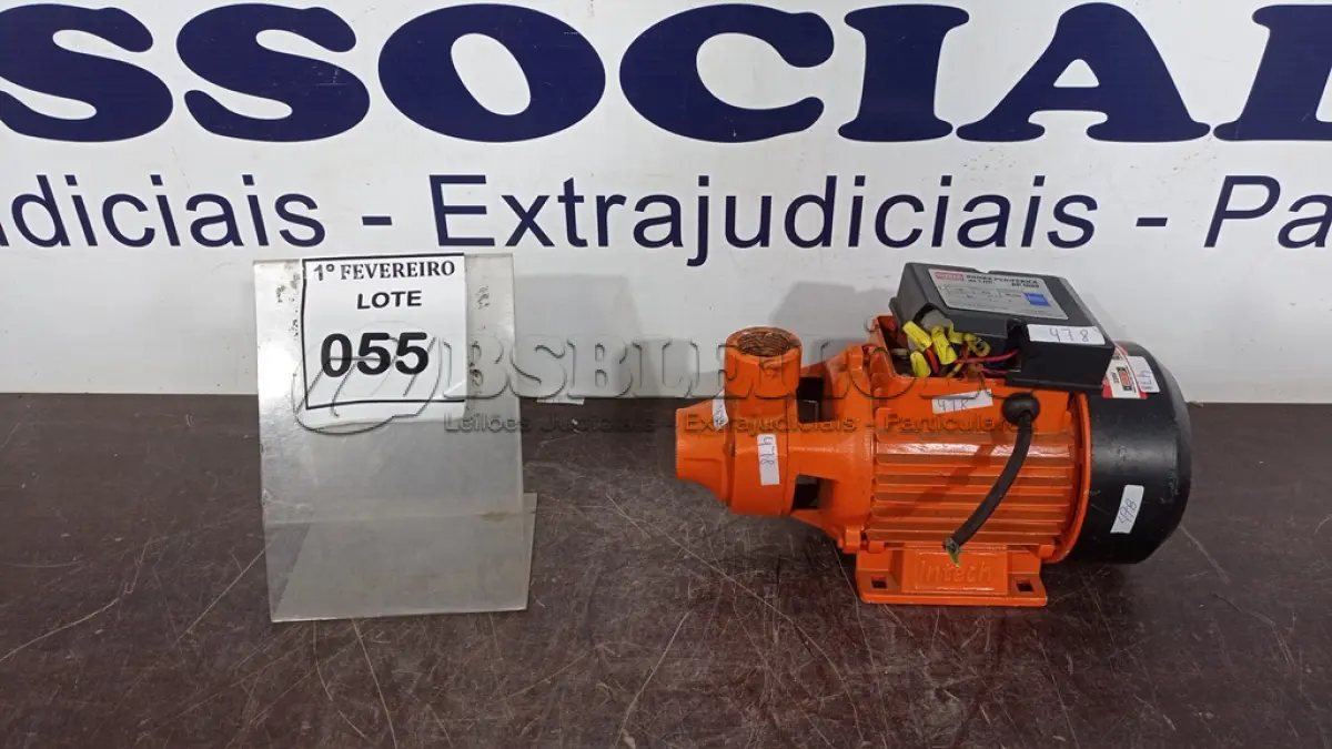 LOTE 055 - 01 BOMBA D’AGUA PERIFÉRICA DE HP MARCA INTECH. (NO ESTADO) ATENÇÃO! FAZER A VISITAÇÃO ANTES DE ARREMATAR, NÃO SABEMOS SE FUNCIONA, LEILÃO NÃO TEM GARANTIA E NEM DEVOLUÇÃO, SUJEITO A POSSÍVEIS AVARIAS VISÍVEIS/OCULTAS E/OU AUSÊNCIA DE COMPONENTES.