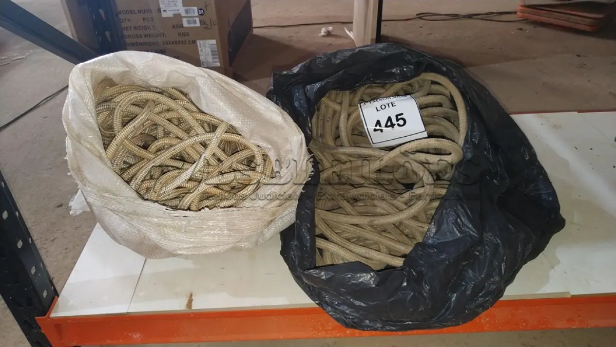 LOTE 445 - 01 LOTE COM CORDAS DIVERSAS. (NO ESTADO) ATENÇÃO! FAZER A VISITAÇÃO ANTES DE ARREMATAR, NÃO SABEMOS SE FUNCIONA, LEILÃO NÃO TEM GARANTIA E NEM DEVOLUÇÃO, SUJEITO A POSSÍVEIS AVARIAS VISÍVEIS/OCULTAS E/OU 