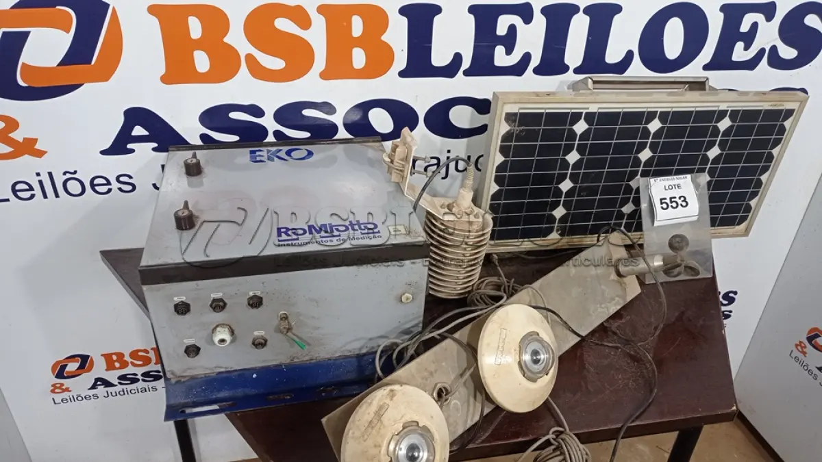 LOTE 553 - 01 ESTAÇÃO SOLARIMÉTRICA PADRÃO EPE. (NO ESTADO) ATENÇÃO! FAZER A VISITAÇÃO ANTES DE ARREMATAR, NÃO SABEMOS SE FUNCIONA, LEILÃO NÃO TEM GARANTIA E NEM DEVOLUÇÃO, SUJEITO A POSSÍVEIS AVARIAS VISÍVEIS/OCULTAS