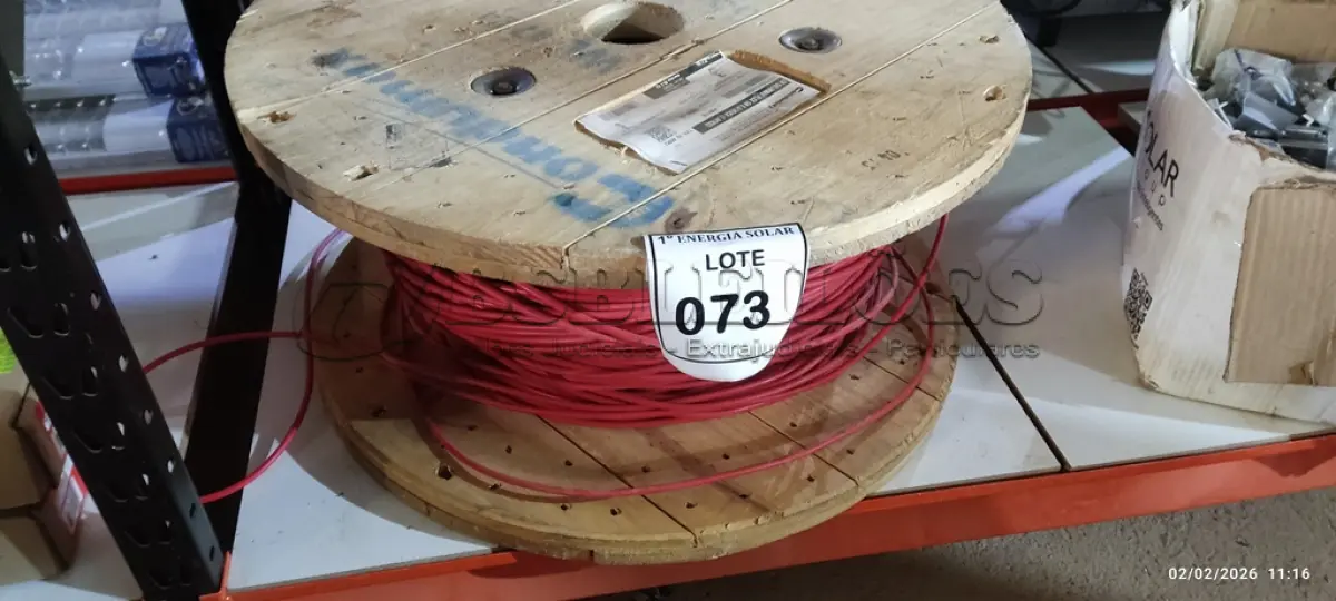 LOTE 073 - 358M DE FIO LAFEBER SOLAR 6MM VERMELHO. (NO ESTADO) ATENÇÃO! FAZER A VISITAÇÃO ANTES DE ARREMATAR, NÃO SABEMOS SE FUNCIONA, LEILÃO NÃO TEM GARANTIA E NEM DEVOLUÇÃO, SUJEITO A POSSÍVEIS AVARIAS VISÍVEIS/OCULTAS E/OU AUSÊNCIA DE COMPONENTES.