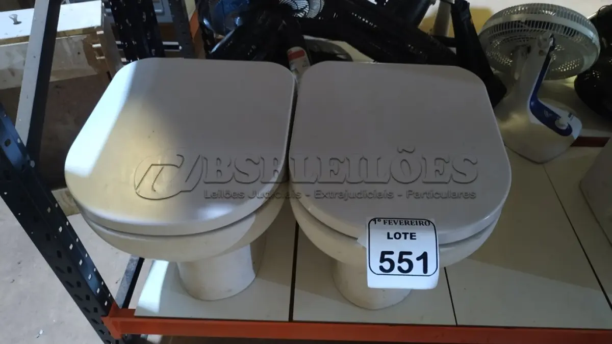 LOTE 551 - 02 VASOS SANITÁRIOS. (NO ESTADO) ATENÇÃO! FAZER A VISITAÇÃO ANTES DE ARREMATAR, NÃO SABEMOS SE FUNCIONA, LEILÃO NÃO TEM GARANTIA E NEM DEVOLUÇÃO, SUJEITO A POSSÍVEIS AVARIAS VISÍVEIS/OCULTAS E/OU AUSÊNCIA DE COMPONENTES.