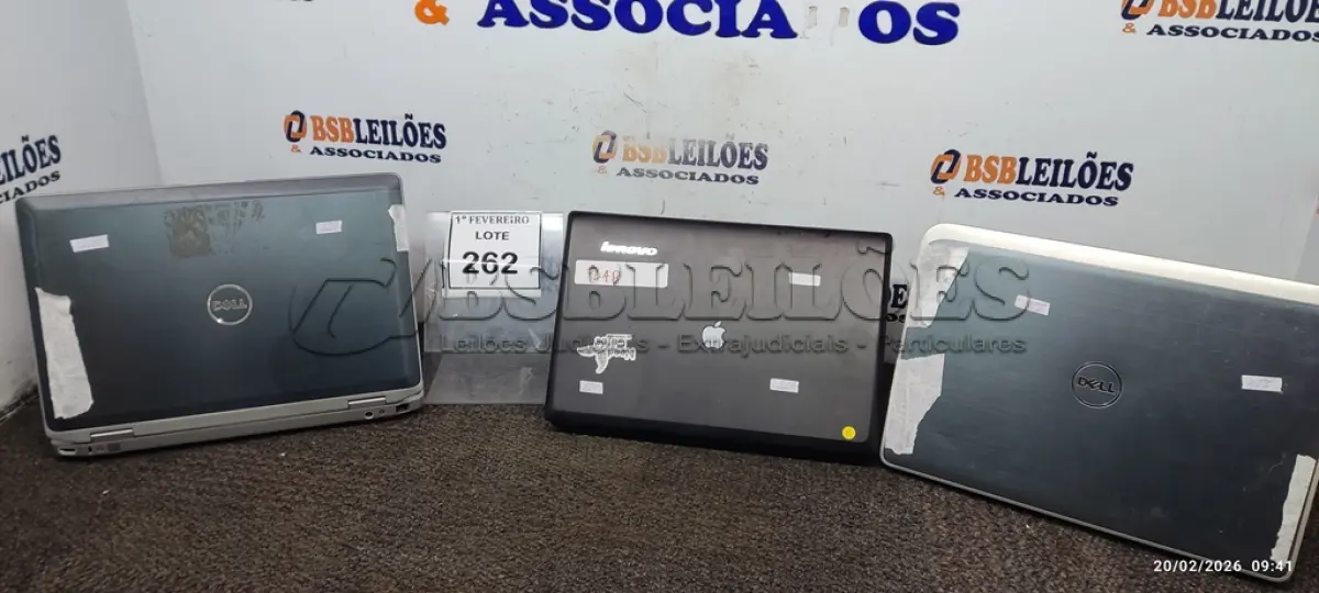 LOTE 262 - 02 NOTEBOOKS MARCA DELL E 01 NOTEBOOK MARCA LENOVO. (NO ESTADO) ATENÇÃO! FAZER A VISITAÇÃO ANTES DE ARREMATAR, NÃO SABEMOS SE FUNCIONA, LEILÃO NÃO TEM GARANTIA E NEM DEVOLUÇÃO, SUJEITO A POSSÍVEIS AVARIAS VISÍVEIS/OCULTAS E/OU AUSÊNCIA DE COMPONENTES.