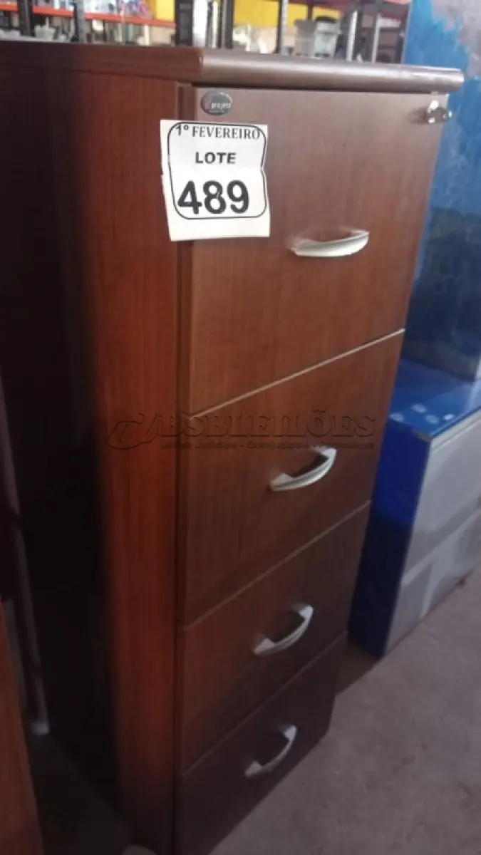 LOTE 489 - 01 ARQUIVO EM MADEIRA. (NO ESTADO) ATENÇÃO! FAZER A VISITAÇÃO ANTES DE ARREMATAR, NÃO SABEMOS SE FUNCIONA, LEILÃO NÃO TEM GARANTIA E NEM DEVOLUÇÃO, SUJEITO A POSSÍVEIS AVARIAS VISÍVEIS/OCULTAS E/OU AUSÊNCIA DE COMPONENTES.
