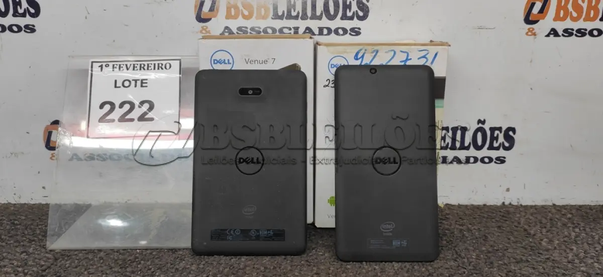 LOTE 222 - 02 TABLETS MARCA DELL SEM CARREGADORES. (NO ESTADO) ATENÇÃO! FAZER A VISITAÇÃO ANTES DE ARREMATAR, NÃO SABEMOS SE FUNCIONA, LEILÃO NÃO TEM GARANTIA E NEM DEVOLUÇÃO, SUJEITO A POSSÍVEIS AVARIAS VISÍVEIS/OCULTAS E/OU AUSÊNCIA DE COMPONENTES.