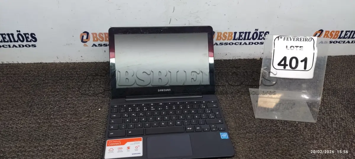 LOTE 401 - 01 NOTEBOOK 16GB MEMÓRIA 2GB LINHA CONNECT MARCA SAMSUNG SEM FONTE. (NO ESTADO) ATENÇÃO! FAZER A VISITAÇÃO ANTES DE ARREMATAR, NÃO SABEMOS SE FUNCIONA, LEILÃO NÃO TEM GARANTIA E NEM DEVOLUÇÃO, SUJEITO A POSSÍVEIS AVARIAS VISÍVEIS/OCULTAS E/OU AUSÊNCIA DE COMPONENTES.