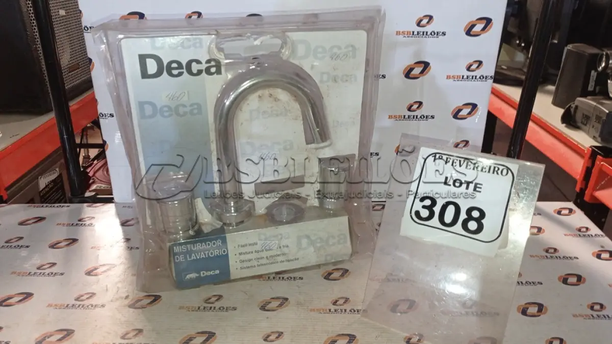 LOTE 308 - 01 MISTURADOR DE LAVATÓRIO MARCA DECA. (NO ESTADO) ATENÇÃO! FAZER A VISITAÇÃO ANTES DE ARREMATAR, NÃO SABEMOS SE FUNCIONA, LEILÃO NÃO TEM GARANTIA E NEM DEVOLUÇÃO, SUJEITO A POSSÍVEIS AVARIAS VISÍVEIS/OCULTAS E/OU AUSÊNCIA DE COMPONENTES.