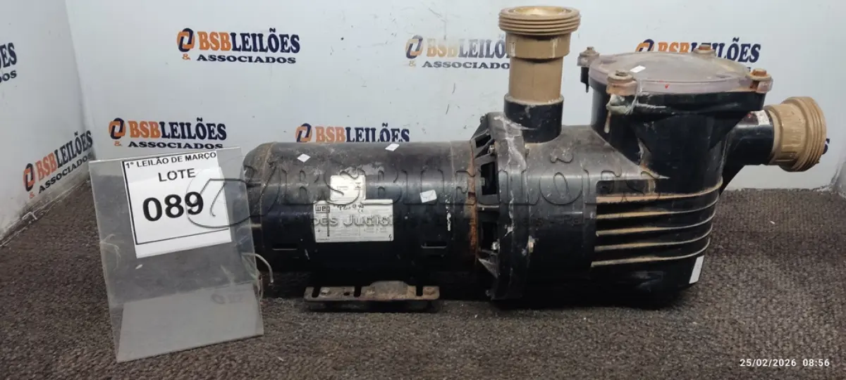 LOTE 089 - 01 BOMBA PARA PISCINA. (NO ESTADO) ATENÇÃO! FAZER A VISITAÇÃO ANTES DE ARREMATAR, NÃO SABEMOS SE FUNCIONA, LEILÃO NÃO TEM GARANTIA E NEM DEVOLUÇÃO, SUJEITO A POSSÍVEIS AVARIAS VISÍVEIS/OCULTAS E/OU AUSÊNCIA DE COMPONENTES.