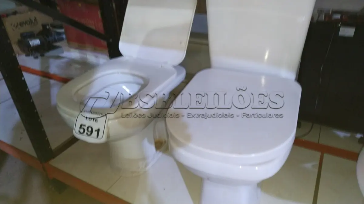 LOTE 591 - 02 VASOS SANITÁRIOS. (NO ESTADO) ATENÇÃO! FAZER A VISITAÇÃO ANTES DE ARREMATAR, NÃO SABEMOS SE FUNCIONA, LEILÃO NÃO TEM GARANTIA E NEM DEVOLUÇÃO, SUJEITO A POSSÍVEIS AVARIAS VISÍVEIS/OCULTAS E/OU AUSÊNCIA DE COMPONENTES.
