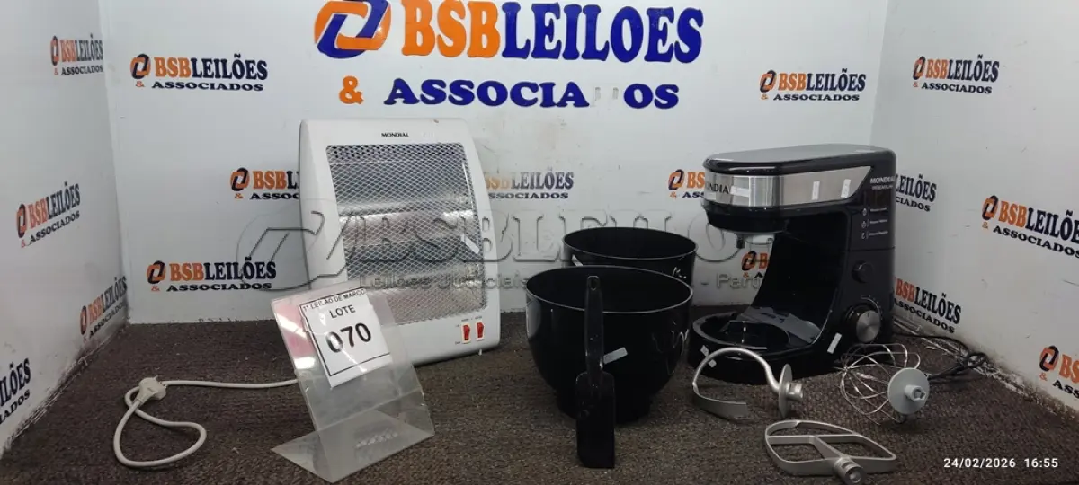 LOTE 070 - 01 BATEDEIRA 220V MARCA MONDIAL E 01 AQUECEDOR 220V MARCA MONDIAL. (NO ESTADO) ATENÇÃO! FAZER A VISITAÇÃO ANTES DE ARREMATAR, NÃO SABEMOS SE FUNCIONA, LEILÃO NÃO TEM GARANTIA E NEM DEVOLUÇÃO, SUJEITO A POSSÍVEIS AVARIAS VISÍVEIS/OCULTAS E/OU AUSÊNCIA DE COMPONENTES.