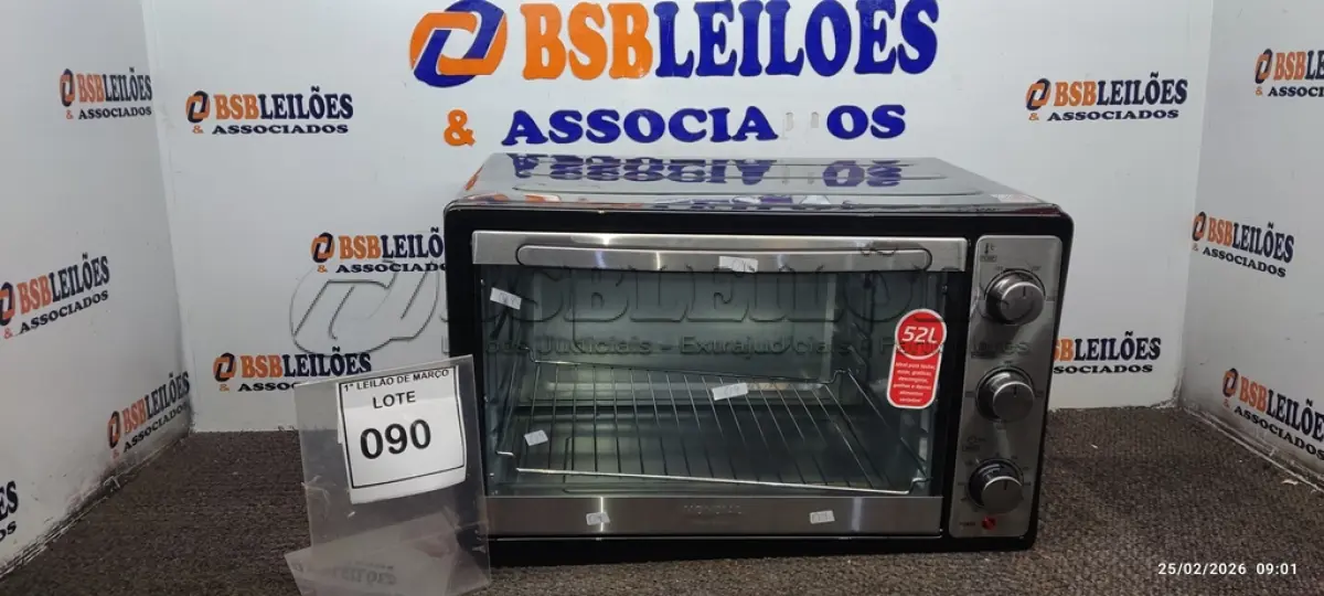 LOTE 090 - 01 FORNO ELÉTRICO MODELO GRAND FAMILY II 52L MARCA 220V MONDIAL. (NO ESTADO) ATENÇÃO! FAZER A VISITAÇÃO ANTES DE ARREMATAR, NÃO SABEMOS SE FUNCIONA, LEILÃO NÃO TEM GARANTIA E NEM DEVOLUÇÃO, SUJEITO A POSSÍVEIS AVARIAS VISÍVEIS/OCULTAS E/OU AUSÊNCIA DE COMPONENTES.