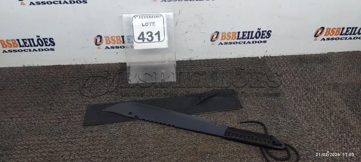 LOTE 431 - 01 FACÃO DO RAMBO  CABO COM PARACORD  FULL TANG BAINHA DE NYLON TAMANHO TOTAL 48,5CM PESO 526G JÁ AFIADA  (PRODUTO NOVO). (NO ESTADO) ATENÇÃO! FAZER A VISITAÇÃO ANTES DE ARREMATAR, NÃO SABEMOS SE FUNCIONA, LEILÃO NÃO TEM GARANTIA E NEM DEVOLUÇÃO, SUJEITO A POSSÍVEIS AVARIAS VISÍVEIS/OCULTAS E/OU AUSÊNCIA DE COMPONENTES.