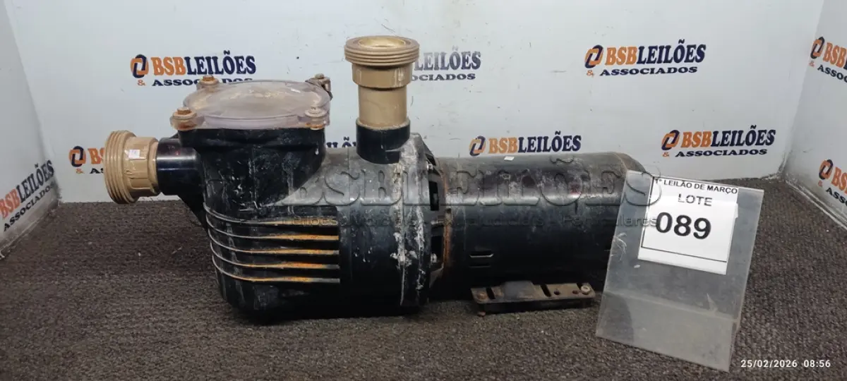 LOTE 089 - 01 BOMBA PARA PISCINA. (NO ESTADO) ATENÇÃO! FAZER A VISITAÇÃO ANTES DE ARREMATAR, NÃO SABEMOS SE FUNCIONA, LEILÃO NÃO TEM GARANTIA E NEM DEVOLUÇÃO, SUJEITO A POSSÍVEIS AVARIAS VISÍVEIS/OCULTAS E/OU AUSÊNCIA DE COMPONENTES.