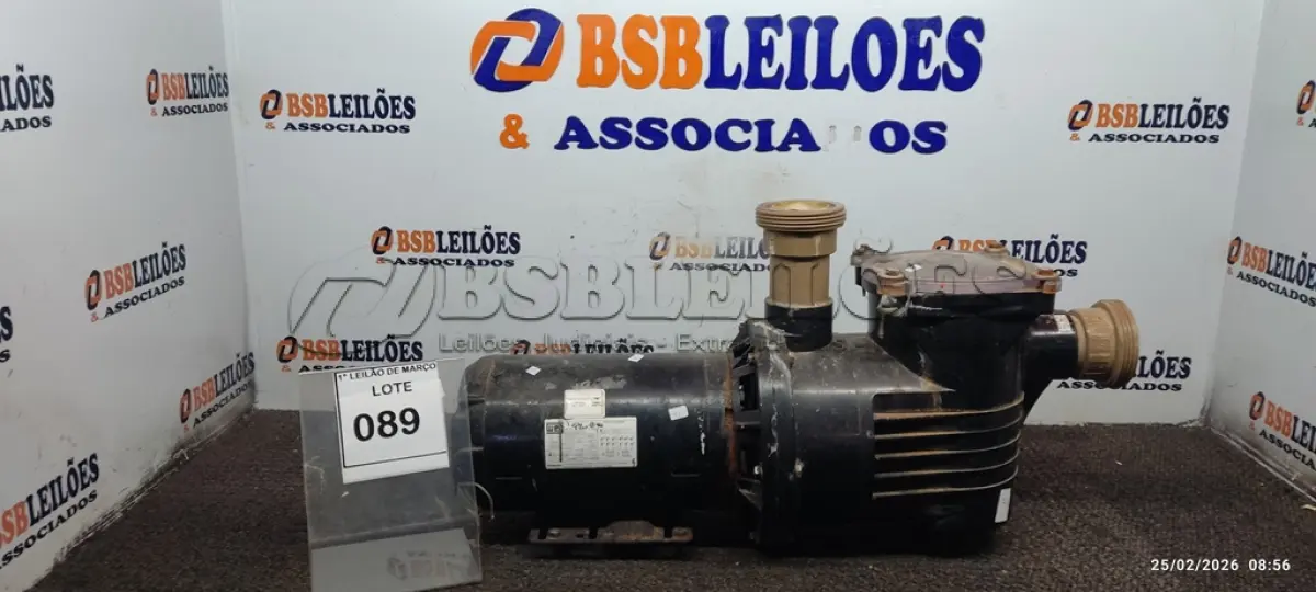 LOTE 089 - 01 BOMBA PARA PISCINA. (NO ESTADO) ATENÇÃO! FAZER A VISITAÇÃO ANTES DE ARREMATAR, NÃO SABEMOS SE FUNCIONA, LEILÃO NÃO TEM GARANTIA E NEM DEVOLUÇÃO, SUJEITO A POSSÍVEIS AVARIAS VISÍVEIS/OCULTAS E/OU AUSÊNCIA DE COMPONENTES.