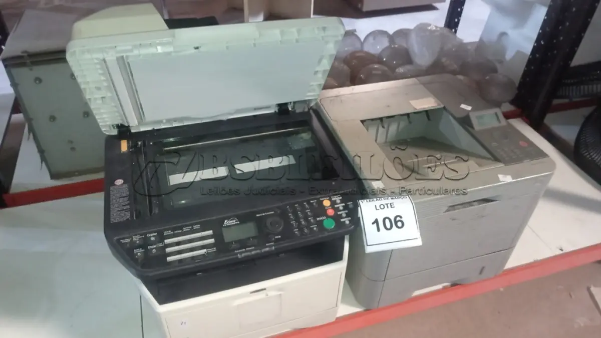 LOTE 106 - 01 IMPRESSORA MULTIFUNCIONAL MODELO FS-1035MFP/L MARCA KYOCERA E 01 IMPRESSORA MODELO ML-4510ND MARCA SAMSUNG. (NO ESTADO) ATENÇÃO! FAZER A VISITAÇÃO ANTES DE ARREMATAR, NÃO SABEMOS SE FUNCIONA, LEILÃO NÃO TEM GARANTIA E NEM DEVOLUÇÃO, SUJEITO A POSSÍVEIS AVARIAS VISÍVEIS/OCULTAS E/OU AUSÊNCIA DE COMPONENTES.