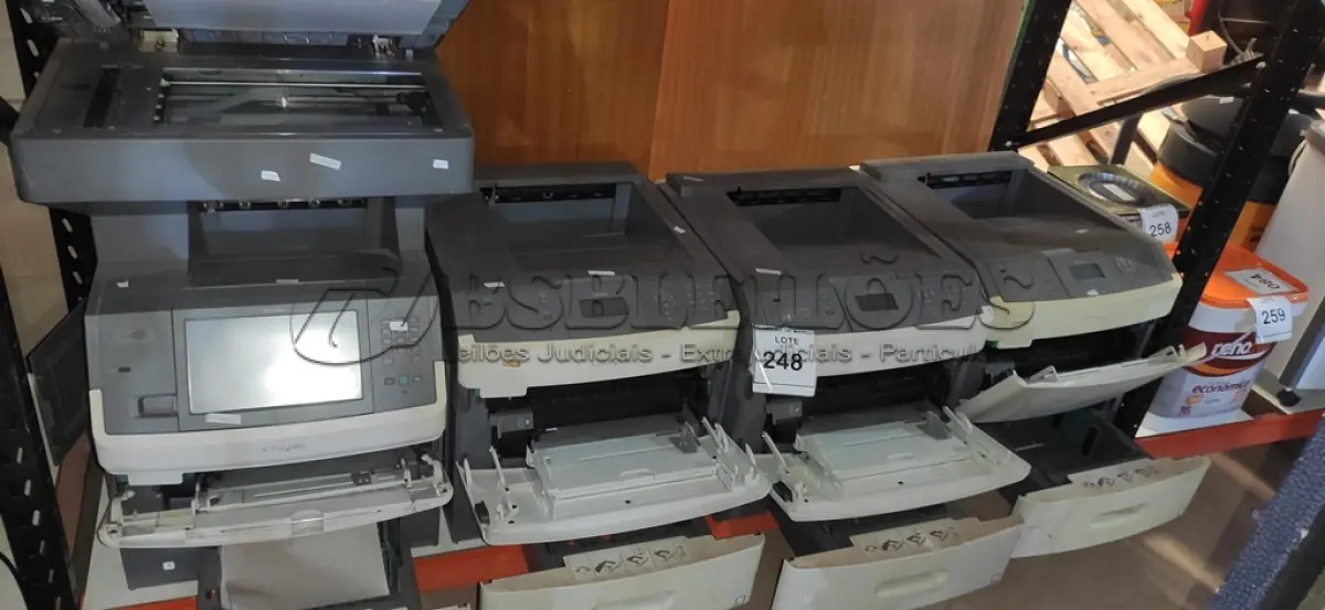 LOTE 248 - 04 IMPRESSORAS MODELOS DIVERSO MARCA LEXMARK. (NO ESTADO) ATENÇÃO! FAZER A VISITAÇÃO ANTES DE ARREMATAR, NÃO SABEMOS SE FUNCIONA, LEILÃO NÃO TEM GARANTIA E NEM DEVOLUÇÃO, SUJEITO A POSSÍVEIS AVARIAS VISÍVEIS/OCULTAS E/OU AUSÊNCIA DE COMPONENTES.