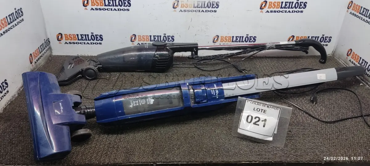 LOTE 021 - 02 ASPIRADORES DE PÓ 220V MARCA BRITÂNIA. (NO ESTADO) ATENÇÃO! FAZER A VISITAÇÃO ANTES DE ARREMATAR, NÃO SABEMOS SE FUNCIONA, LEILÃO NÃO TEM GARANTIA E NEM DEVOLUÇÃO, SUJEITO A POSSÍVEIS AVARIAS VISÍVEIS/OCULTAS E/OU AUSÊNCIA DE COMPONENTES.