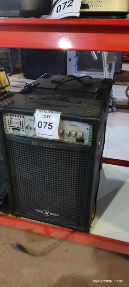 LOTE 075 - 02 CAIXAS DE SOM AMPLIFICADORAS MARCA FRAHM COM AVARIAS. (NO ESTADO) ATENÇÃO! FAZER A VISITAÇÃO ANTES DE ARREMATAR, NÃO SABEMOS SE FUNCIONA, LEILÃO NÃO TEM GARANTIA E NEM DEVOLUÇÃO, SUJEITO A POSSÍVEIS AVARIAS VISÍVEIS/OCULTAS E/OU AUSÊNCIA DE COMPONENTES.