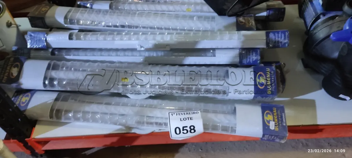 LOTE 058 - 10 LUMINÁRIAS COM LÂMPADA MARCA BLUMENAU. (NO ESTADO) ATENÇÃO! FAZER A VISITAÇÃO ANTES DE ARREMATAR, NÃO SABEMOS SE FUNCIONA, LEILÃO NÃO TEM GARANTIA E NEM DEVOLUÇÃO, SUJEITO A POSSÍVEIS AVARIAS VISÍVEIS/OCULTAS E/OU AUSÊNCIA DE COMPONENTES.