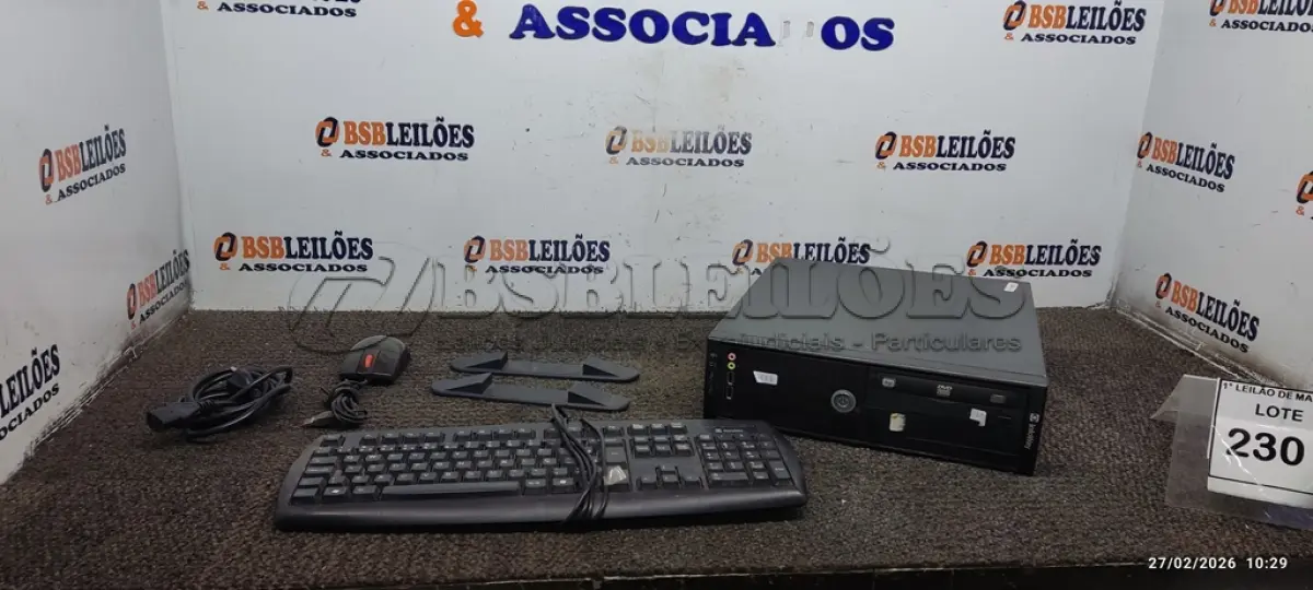 LOTE 230 - 01 CPU INFORWAY 4GB HD 500, 01 MOUSE, 01 TECLADO, 01BASE DE CPU, 01 CABO DE FORÇA. (NO ESTADO) ATENÇÃO! FAZER A VISITAÇÃO ANTES DE ARREMATAR, NÃO SABEMOS SE FUNCIONA. LEILÃO NÃO TEM GARANTIA E NEM DEVOLUÇÃO, SUJEITO A POSSÍVEIS AVARIAS VISÍVEIS/OCULTAS E/OU AUSÊNCIA DE COMPONENTES.