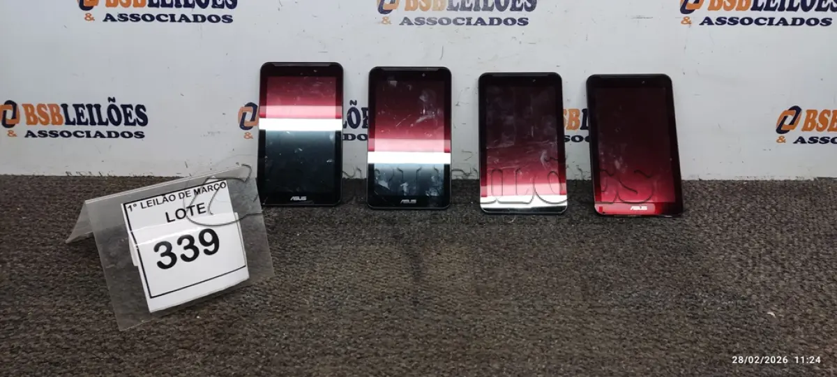 LOTE 339 - 04 TABLETS MARCA ASUS SEM CARREGADOR. (NO ESTADO) ATENÇÃO! FAZER A VISITAÇÃO ANTES DE ARREMATAR, NÃO SABEMOS SE FUNCIONA, LEILÃO NÃO TEM GARANTIA E NEM DEVOLUÇÃO, SUJEITO A POSSÍVEIS AVARIAS VISÍVEIS/OCULTAS E/OU AUSÊNCIA DE COMPONENTES.