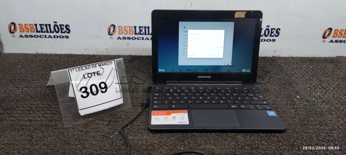 LOTE 309 - 01 NOTEBOOK 2GB DE MEMÓRIA, 16GB E.MMC TELA 11.6’’ LINHA CONNECT MARCA SAMSUNG SEM FONTE. (NO ESTADO) ATENÇÃO! FAZER A VISITAÇÃO ANTES DE ARREMATAR, NÃO SABEMOS SE FUNCIONA, LEILÃO NÃO TEM GARANTIA E NEM DEVOLUÇÃO, SUJEITO A POSSÍVEIS AVARIAS VISÍVEIS/OCULTAS E/OU AUSÊNCIA DE COMPONENTES.