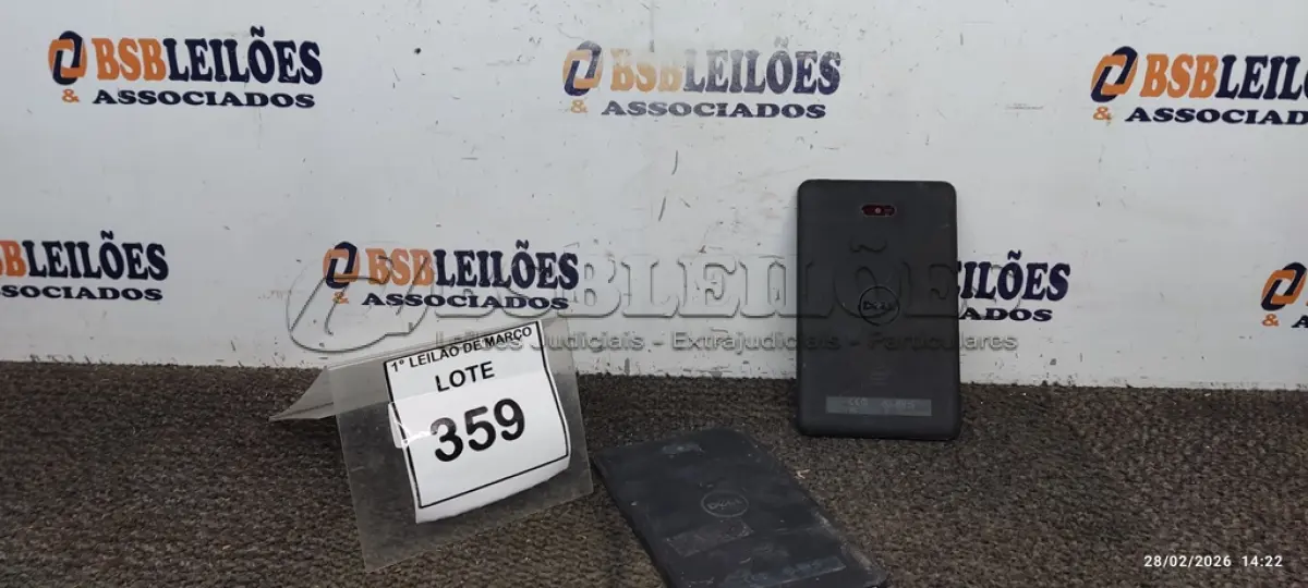 LOTE 359 - 02 TABLETS MARCA DELL SEM CARREGADOR. (NO ESTADO) ATENÇÃO! FAZER A VISITAÇÃO ANTES DE ARREMATAR, NÃO SABEMOS SE FUNCIONA, LEILÃO NÃO TEM GARANTIA E NEM DEVOLUÇÃO, SUJEITO A POSSÍVEIS AVARIAS VISÍVEIS/OCULTAS E/OU AUSÊNCIA DE COMPONENTES.