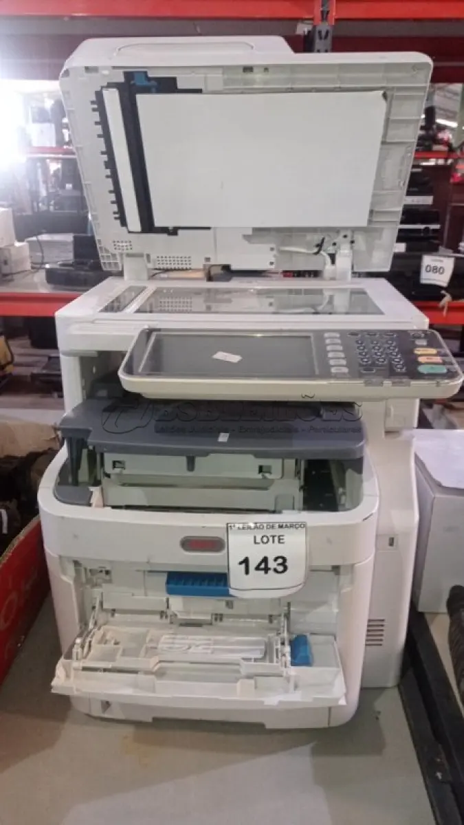 LOTE 143 - 01 IMPRESSORA MULTIFUNCIONAL MODELO MC780 MARCA OKI. (NO ESTADO) ATENÇÃO! FAZER A VISITAÇÃO ANTES DE ARREMATAR, NÃO SABEMOS SE FUNCIONA, LEILÃO NÃO TEM GARANTIA E NEM DEVOLUÇÃO, SUJEITO A POSSÍVEIS AVARIAS VISÍVEIS/OCULTAS E/OU AUSÊNCIA DE COMPONENTES.