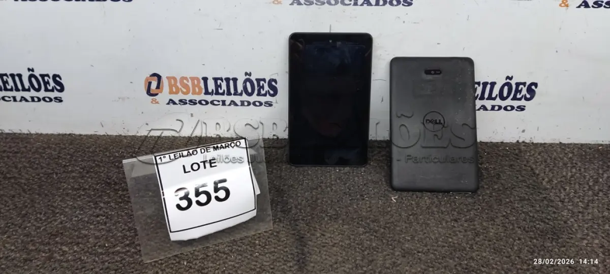 LOTE 355 - 02 TABLETS MARCA DELL SEM CARREGADOR. (NO ESTADO) ATENÇÃO! FAZER A VISITAÇÃO ANTES DE ARREMATAR, NÃO SABEMOS SE FUNCIONA, LEILÃO NÃO TEM GARANTIA E NEM DEVOLUÇÃO, SUJEITO A POSSÍVEIS AVARIAS VISÍVEIS/OCULTAS E/OU AUSÊNCIA DE COMPONENTES.