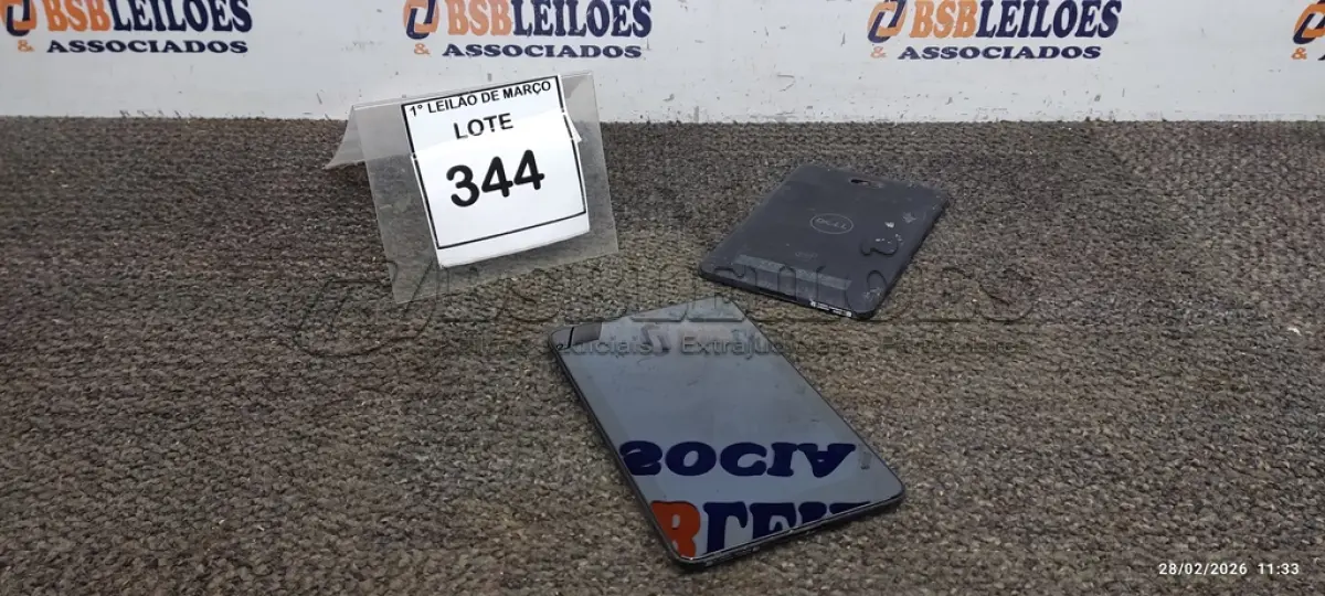 LOTE 344 - 02 TABLETS MARCA DELL SEM CARREGADOR. (NO ESTADO) ATENÇÃO! FAZER A VISITAÇÃO ANTES DE ARREMATAR, NÃO SABEMOS SE FUNCIONA, LEILÃO NÃO TEM GARANTIA E NEM DEVOLUÇÃO, SUJEITO A POSSÍVEIS AVARIAS VISÍVEIS/OCULTAS E/OU AUSÊNCIA DE COMPONENTES.