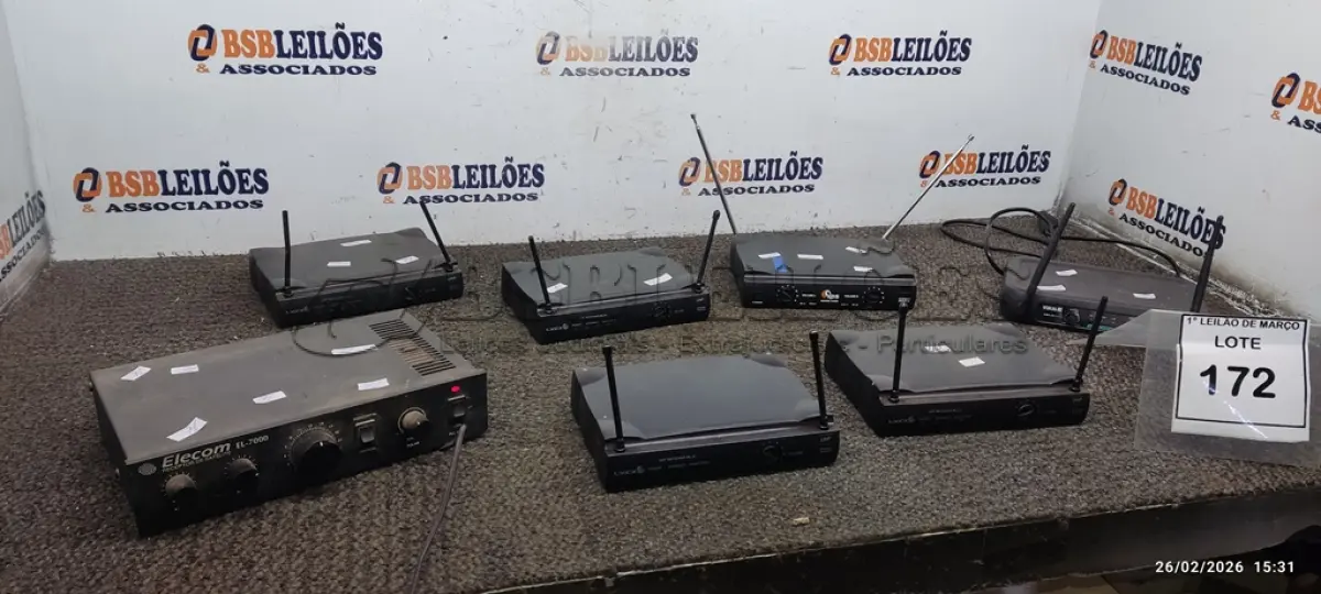 LOTE 172 - 01 RECEPTOR DE SATÉLITE MODELO EL-7000 MARCA ELECOM E 06 RECEPTORES DE MICROFONE DE MARCAS E MODELOS DIVERSOS. (NO ESTADO) ATENÇÃO! FAZER A VISITAÇÃO ANTES DE ARREMATAR, NÃO SABEMOS SE FUNCIONA, LEILÃO NÃO TEM GARANTIA E NEM DEVOLUÇÃO, SUJEITO A POSSÍVEIS AVARIAS VISÍVEIS/OCULTAS E/OU AUSÊNCIA DE COMPONENTES.