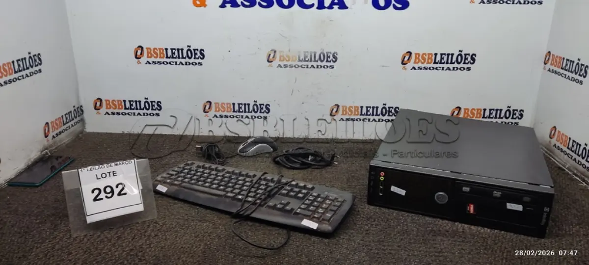 LOTE 292 - 01 CPU INFORWAY 4GB HD 500, 01 MOUSE, 01 TECLADO, 01BASE DE CPU, 01 CABO DE FORÇA. (NO ESTADO) ATENÇÃO! FAZER A VISITAÇÃO ANTES DE ARREMATAR, NÃO SABEMOS SE FUNCIONA. LEILÃO NÃO TEM GARANTIA E NEM DEVOLUÇÃO, SUJEITO A POSSÍVEIS AVARIAS VISÍVEIS/OCULTAS E/OU AUSÊNCIA DE COMPONENTES.