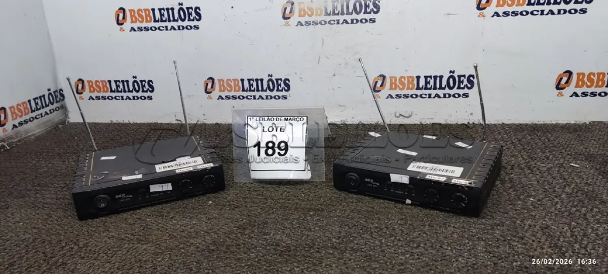 LOTE 189 - 02 RECEPTORES DE MICROFONE MARCA SKP. (NO ESTADO) ATENÇÃO! FAZER A VISITAÇÃO ANTES DE ARREMATAR, NÃO SABEMOS SE FUNCIONA, LEILÃO NÃO TEM GARANTIA E NEM DEVOLUÇÃO, SUJEITO A POSSÍVEIS AVARIAS VISÍVEIS/OCULTAS E/OU AUSÊNCIA DE COMPONENTES.