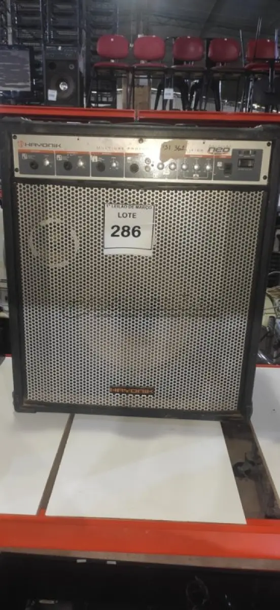 LOTE 286 - 01 CAIXA DE SOM AMPLIFICADORA MARCA HAYONIK. (NO ESTADO) ATENÇÃO! FAZER A VISITAÇÃO ANTES DE ARREMATAR, NÃO SABEMOS SE FUNCIONA, LEILÃO NÃO TEM GARANTIA E NEM DEVOLUÇÃO, SUJEITO A POSSÍVEIS AVARIAS VISÍVEIS/OCULTAS E/OU AUSÊNCIA DE COMPONENTES.