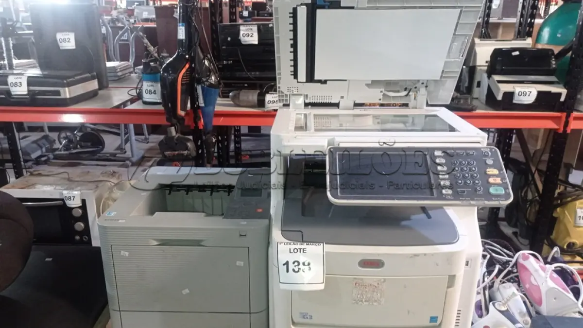 LOTE 138 - 01 IMPRESSORA MULTIFUNCIONAL MODELO MC780 MARCA OKI E 01 IMPRESSORA MODELO ML-5010ND MARCA SAMSUNG. (NO ESTADO) ATENÇÃO! FAZER A VISITAÇÃO ANTES DE ARREMATAR, NÃO SABEMOS SE FUNCIONA, LEILÃO NÃO TEM GARANTIA E NEM DEVOLUÇÃO, SUJEITO A POSSÍVEIS AVARIAS VISÍVEIS/OCULTAS E/OU AUSÊNCIA DE COMPONENTES.
